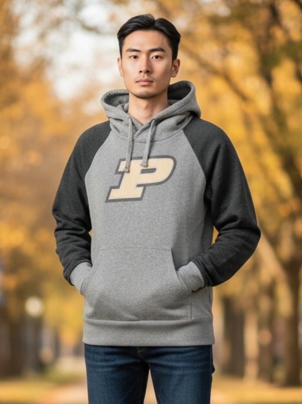 PURDUE / FANATICS Men’s Small Gray Black Hoodie Swestshirt